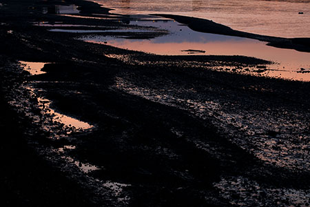 River Thames foreshore at dusk, Putney
