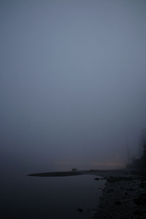Fog-shrouded Albert Bridge